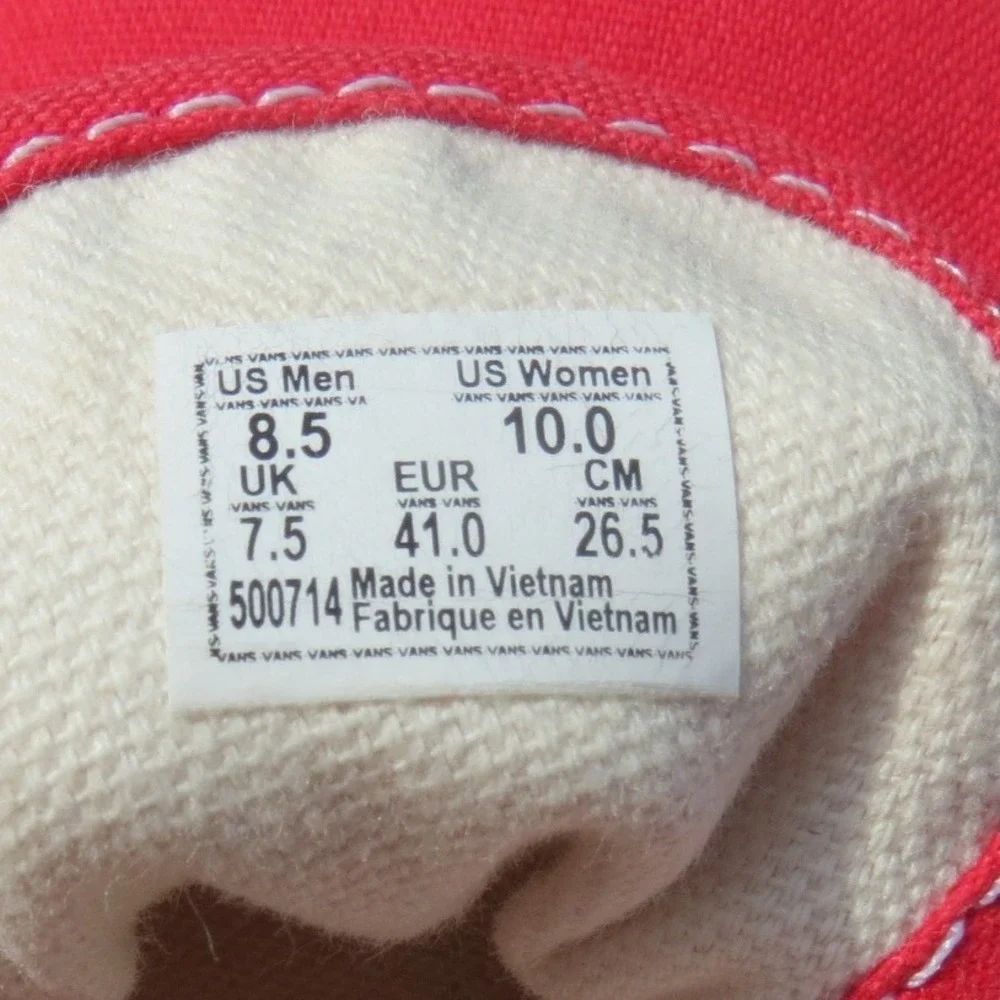 Vans Authentic Sneakers Mens 8.5 Red Low Top Canvas Lace Up Shoes